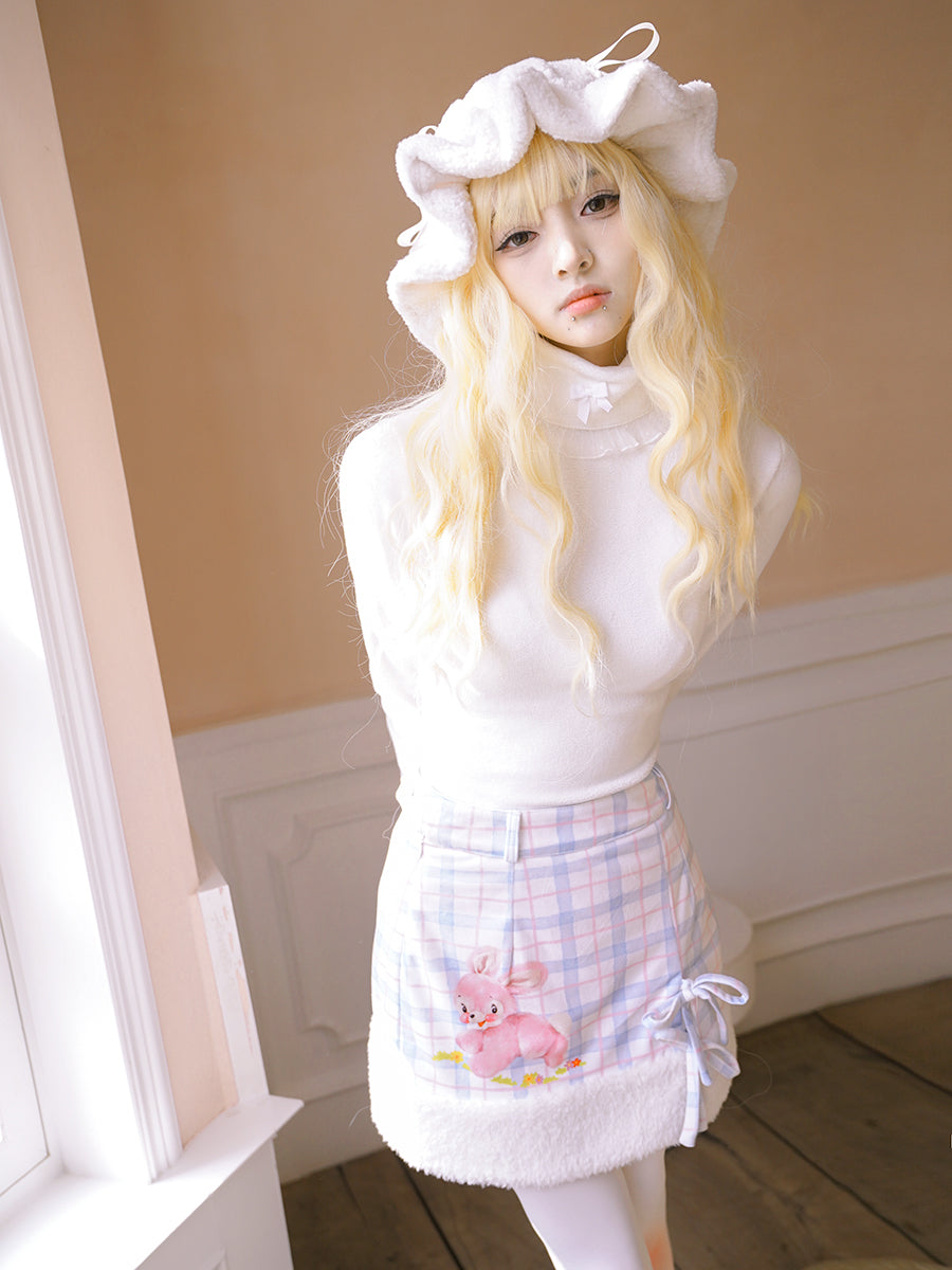 Boa Wool Retro Rabbit Short Skirt