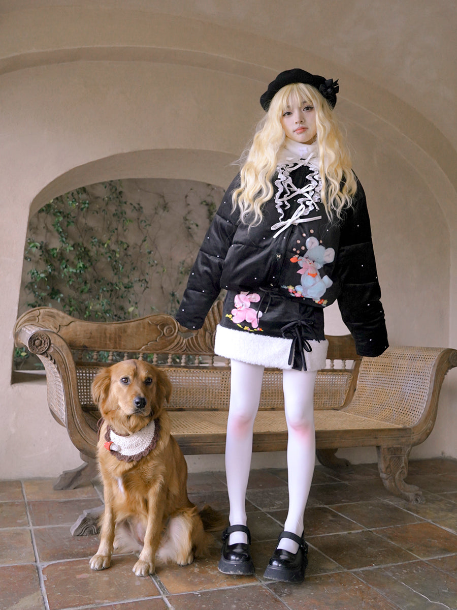 Boa Wool Retro Rabbit Short Skirt