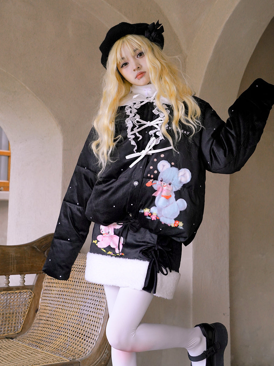 Boa Wool Retro Rabbit Short Skirt