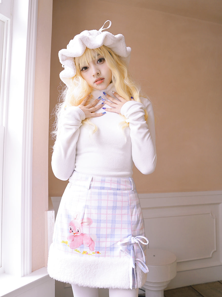 Boa Wool Retro Rabbit Short Skirt