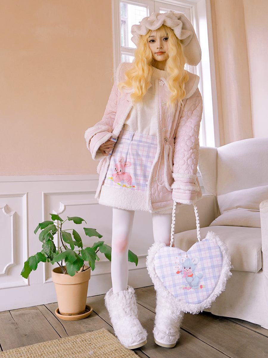 Boa Wool Retro Rabbit Short Skirt