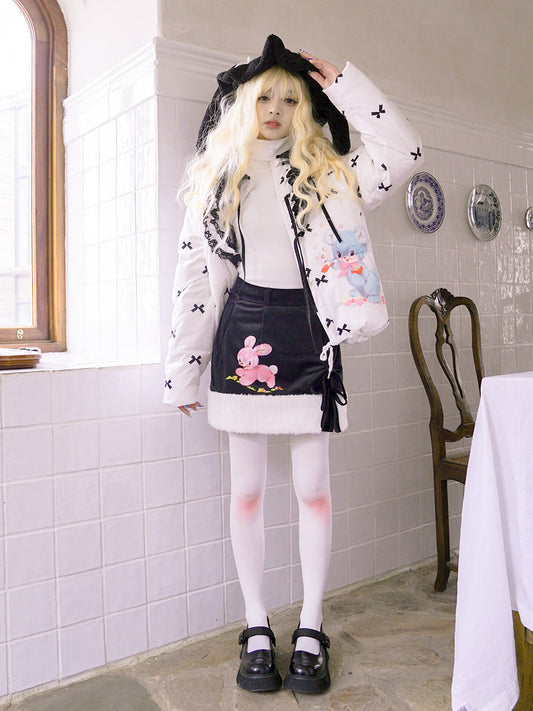 Boa Wool Retro Rabbit Short Skirt