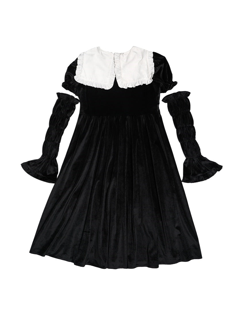 Arm-cover Gothic Frill Retro Flare One-piece