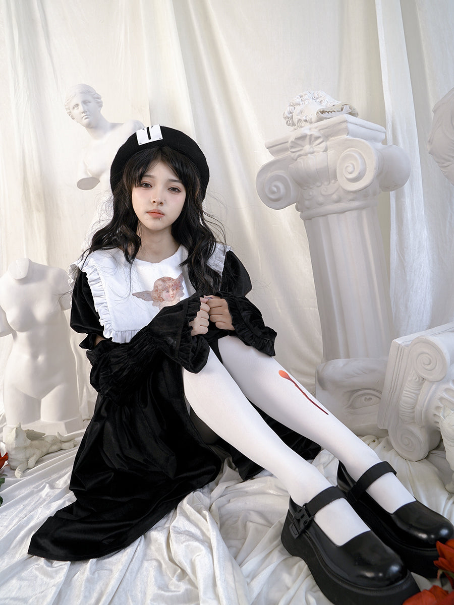 Arm-cover Gothic Frill Retro Flare One-piece