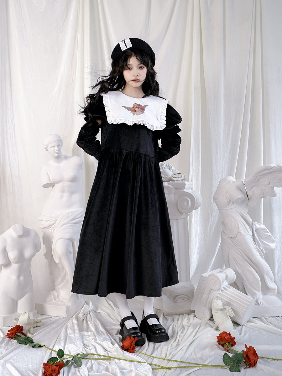 Arm-cover Gothic Frill Retro Flare One-piece