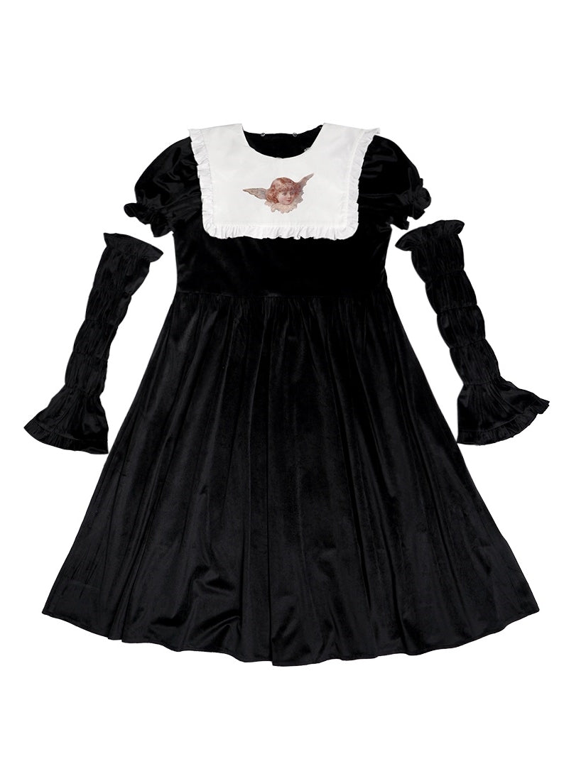 Arm-cover Gothic Frill Retro Flare One-piece
