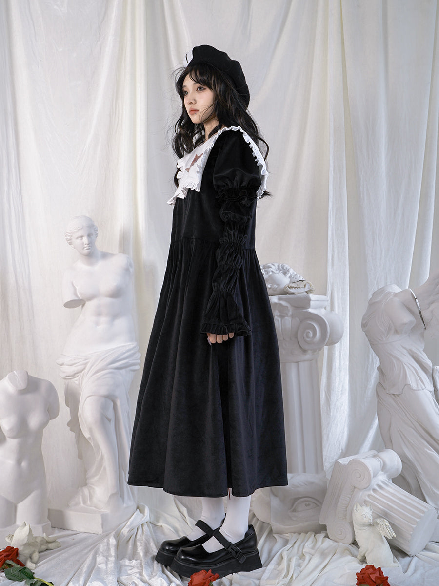 Arm-cover Gothic Frill Retro Flare One-piece