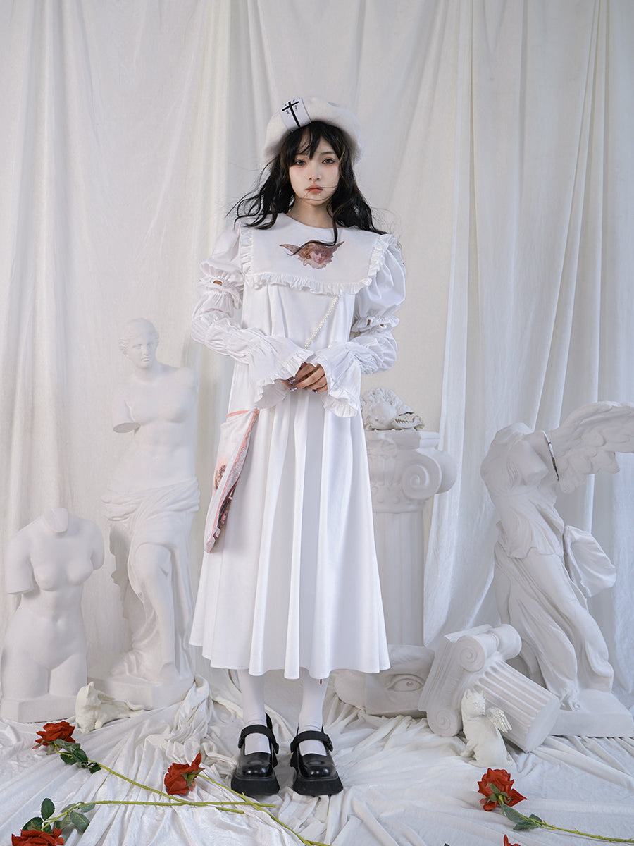 Arm-cover Gothic Frill Retro Flare One-piece