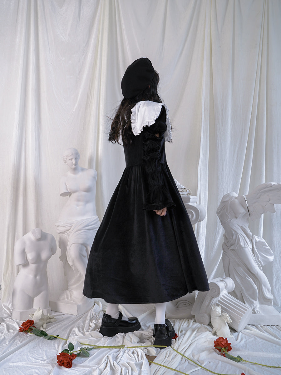 Arm-cover Gothic Frill Retro Flare One-piece