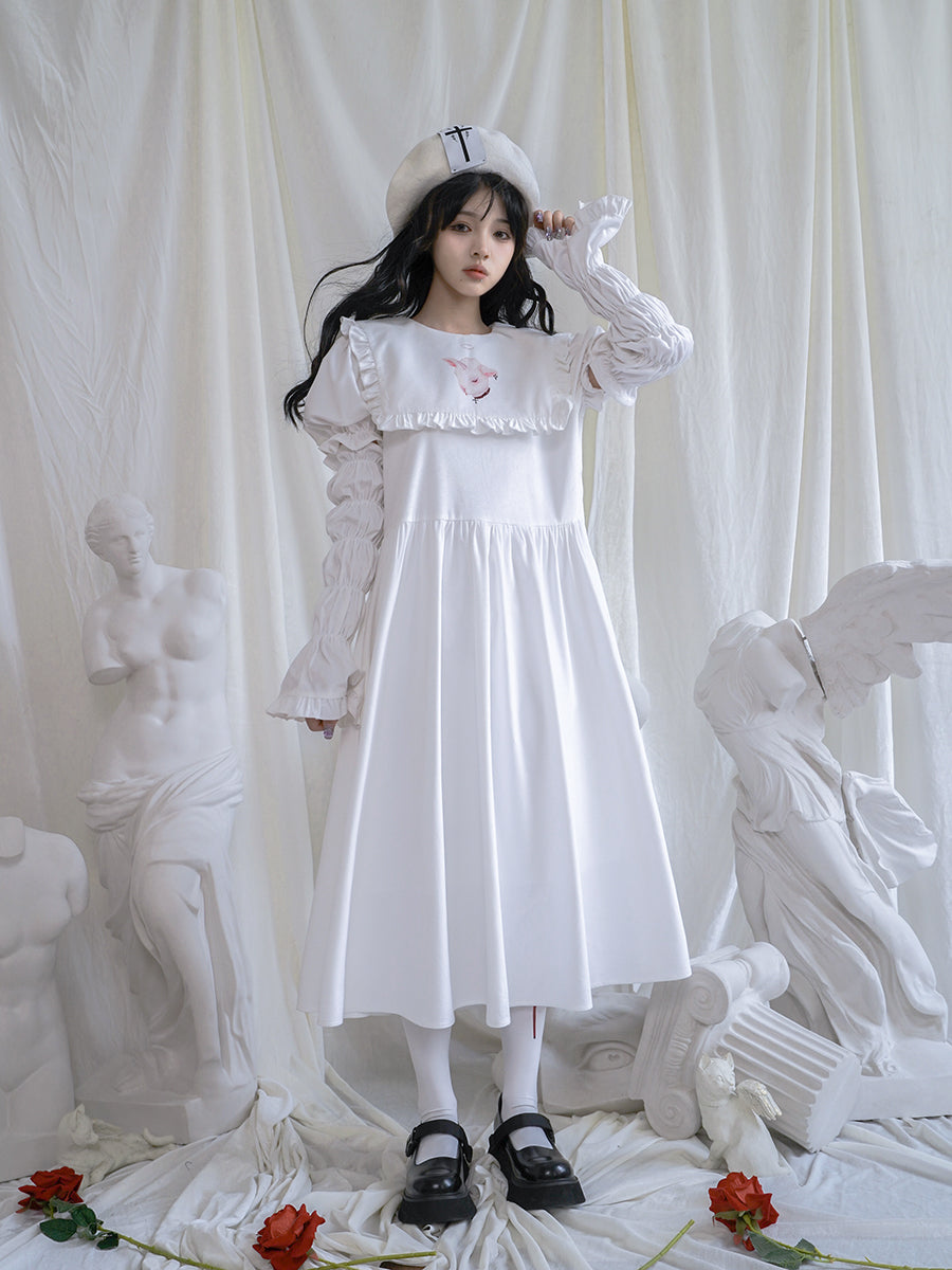 Arm-cover Gothic Frill Retro Flare One-piece