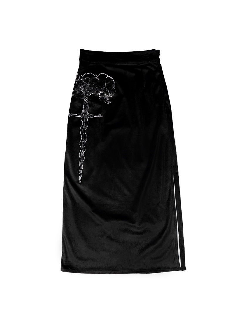 Velvet Cross Gothic Pencil Skirt