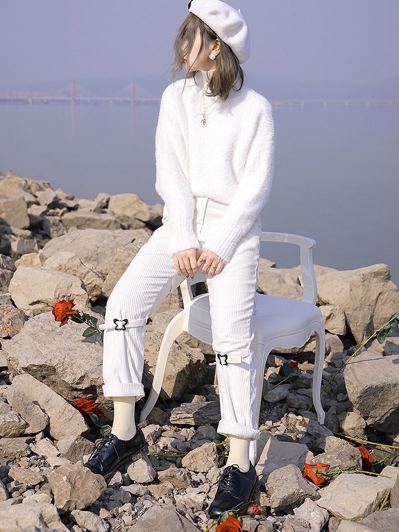 Corduroy Roll-up Belt Pants