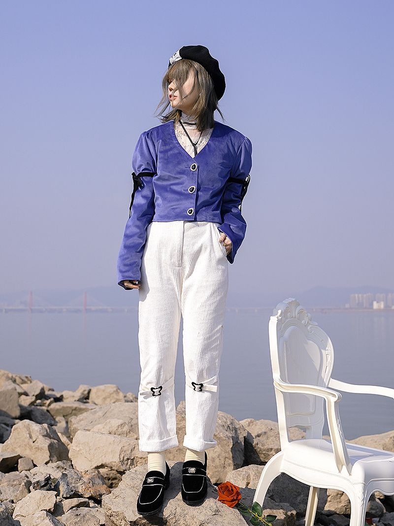 Corduroy Roll-up Belt Pants