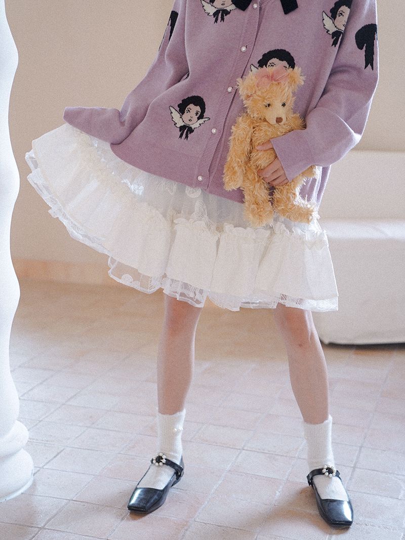 Face Knit V-neck Nichi Cardigan