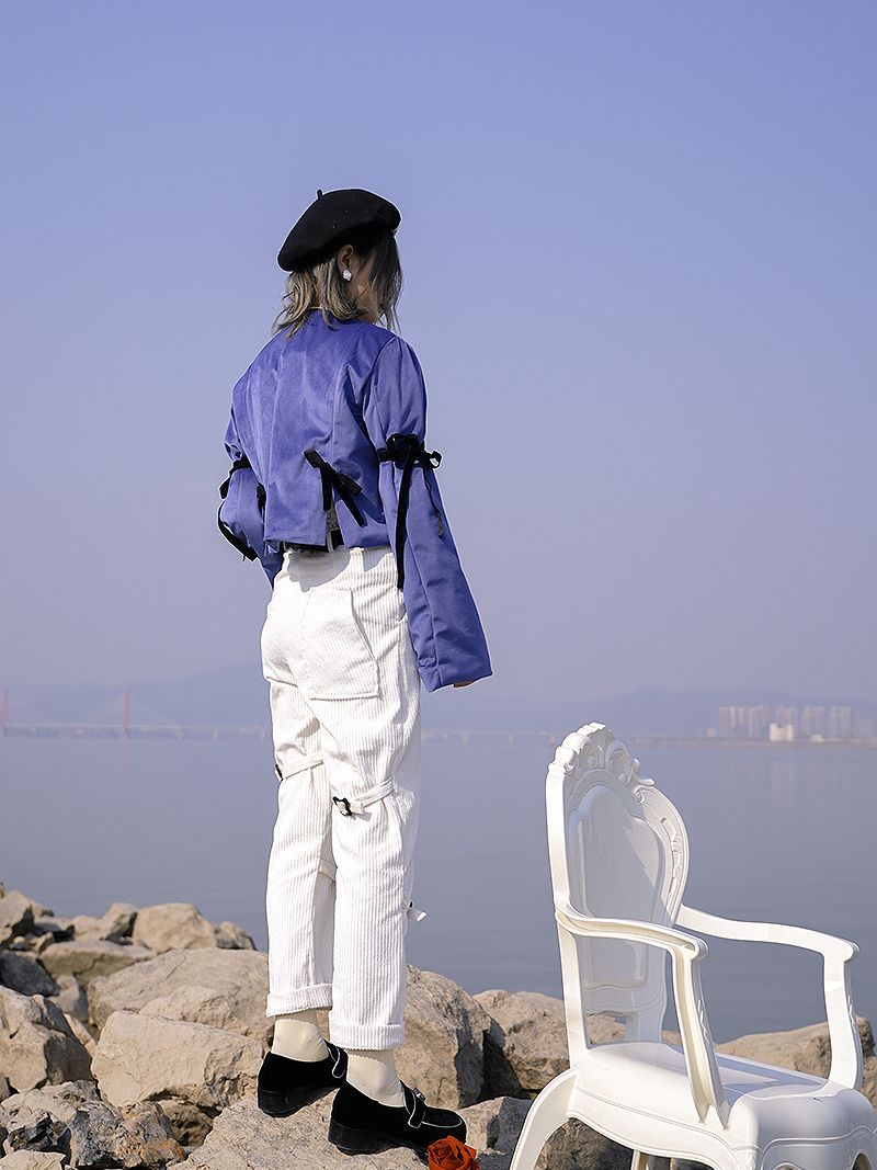 Corduroy Roll-up Belt Pants