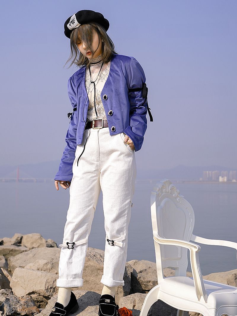 Corduroy Roll-up Belt Pants