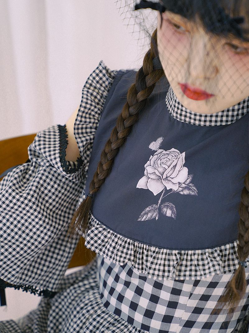 Checked Firly Frill Cute One-piece