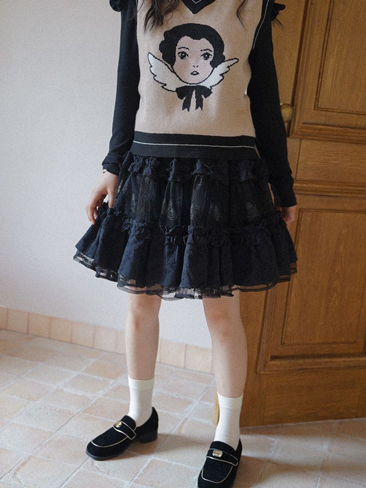 Lace Tiered Sweet Fluffy Skirt