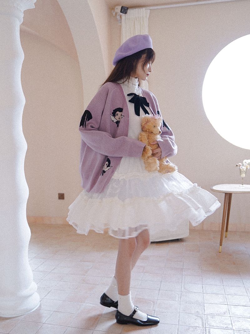 Face Knit V-neck Nichi Cardigan