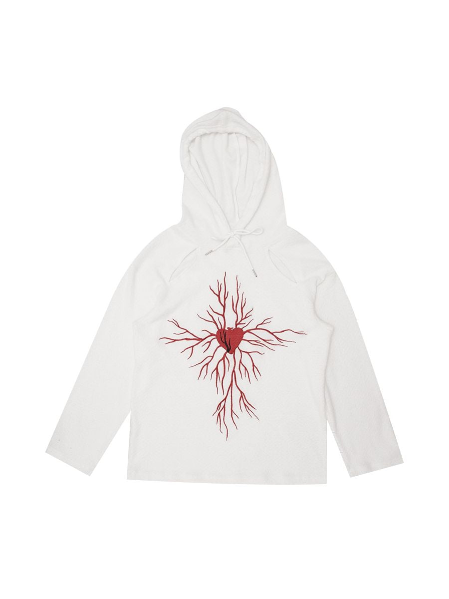 Knit Hoodie Embroidery Gothic Parka