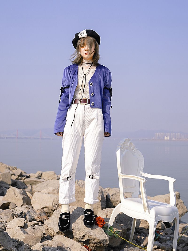 Corduroy Roll-up Belt Pants