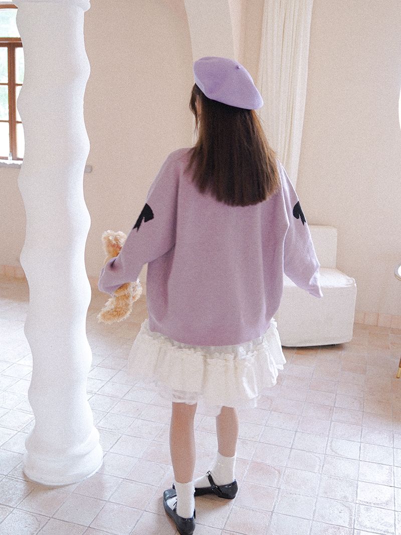 Face Knit V-neck Nichi Cardigan