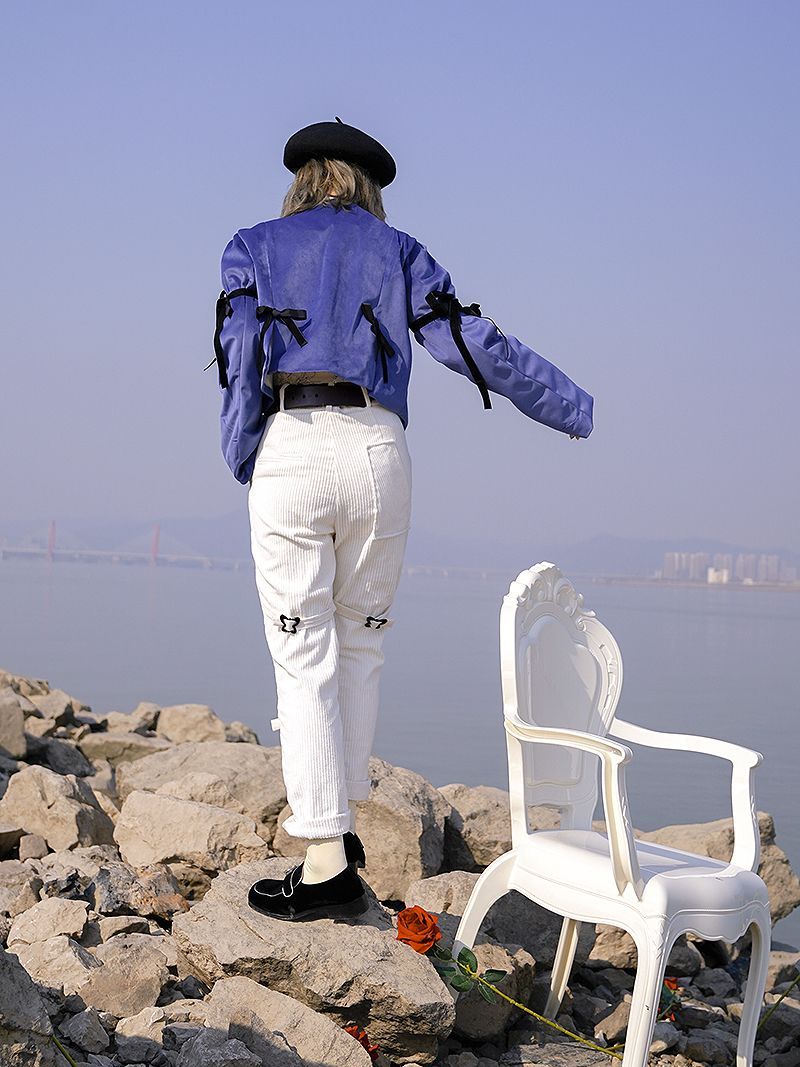 Corduroy Roll-up Belt Pants