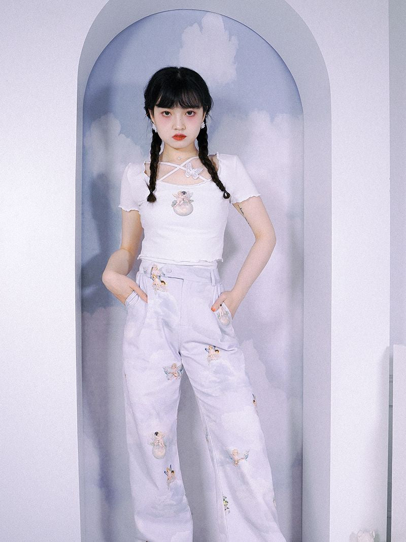 Angel Wave Cross Butterfly Cutsew