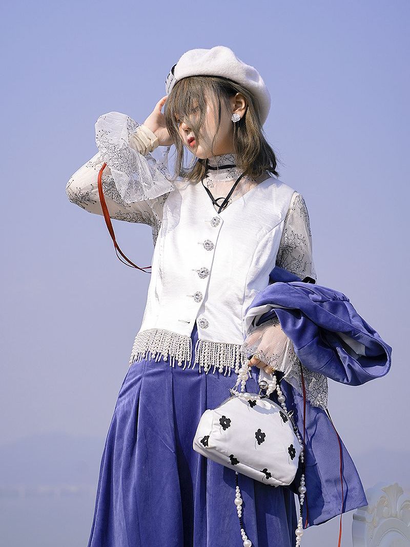 Flower Compact Retro Pearl Shoulder-Bag