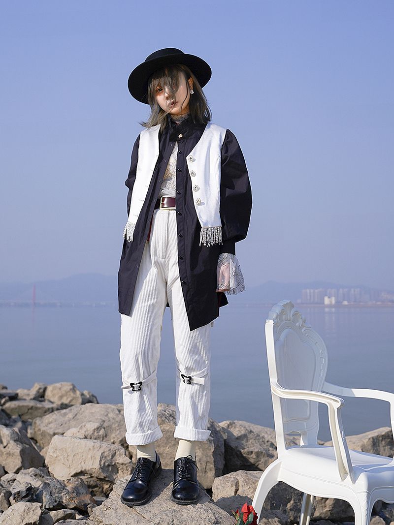 Corduroy Roll-up Belt Pants