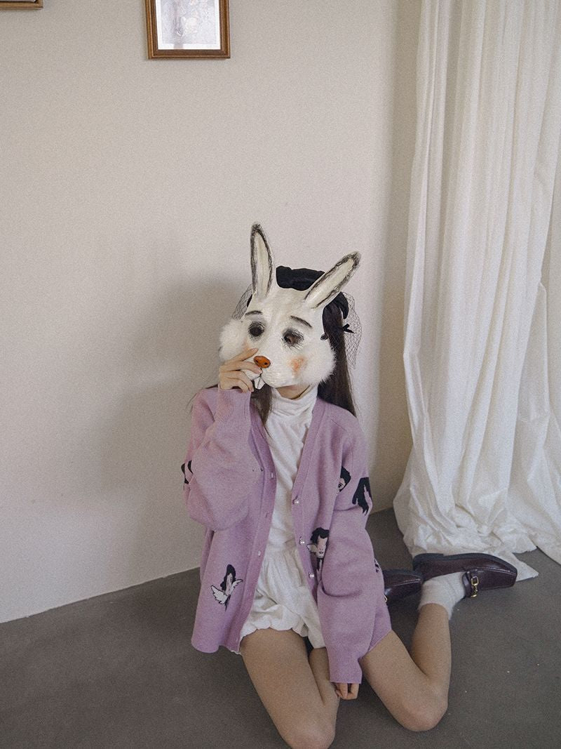 Face Knit V-neck Nichi Cardigan