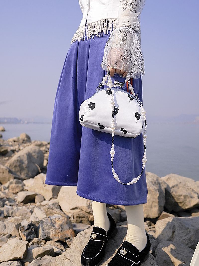 Flower Compact Retro Pearl Shoulder-Bag