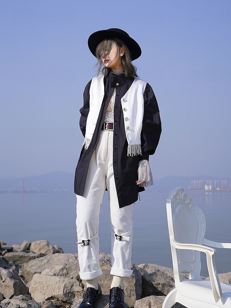 Corduroy Roll-up Belt Pants