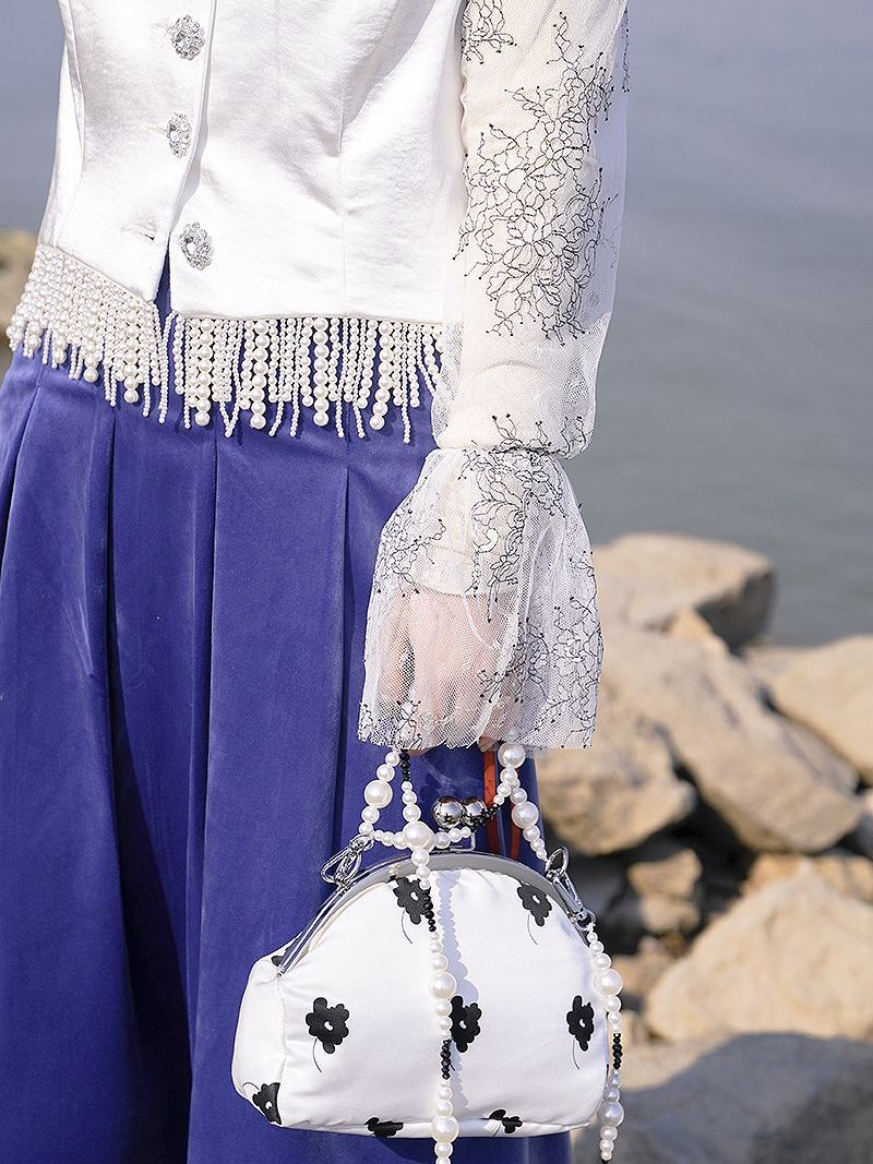 Flower Compact Retro Pearl Shoulder-Bag