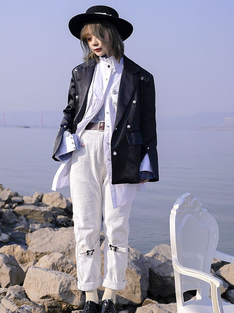 Corduroy Roll-up Belt Pants