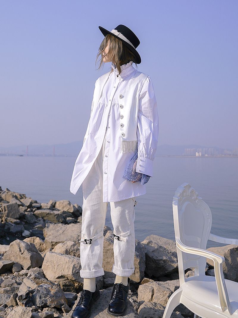 Corduroy Roll-up Belt Pants