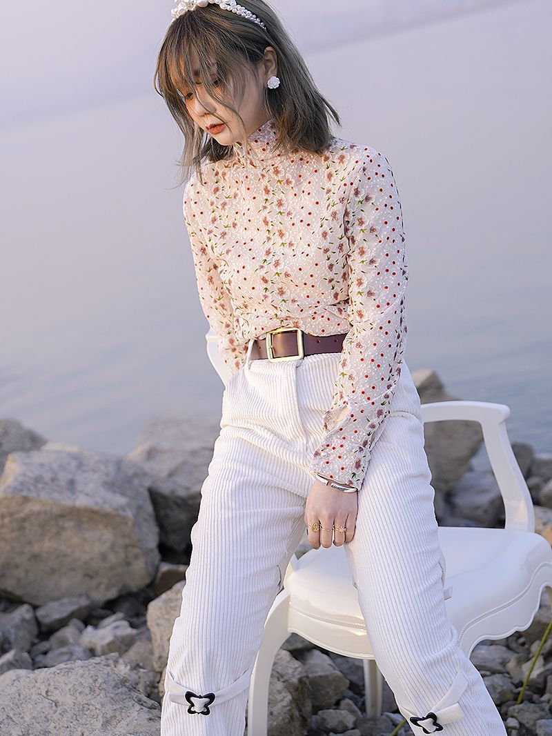 Corduroy Roll-up Belt Pants