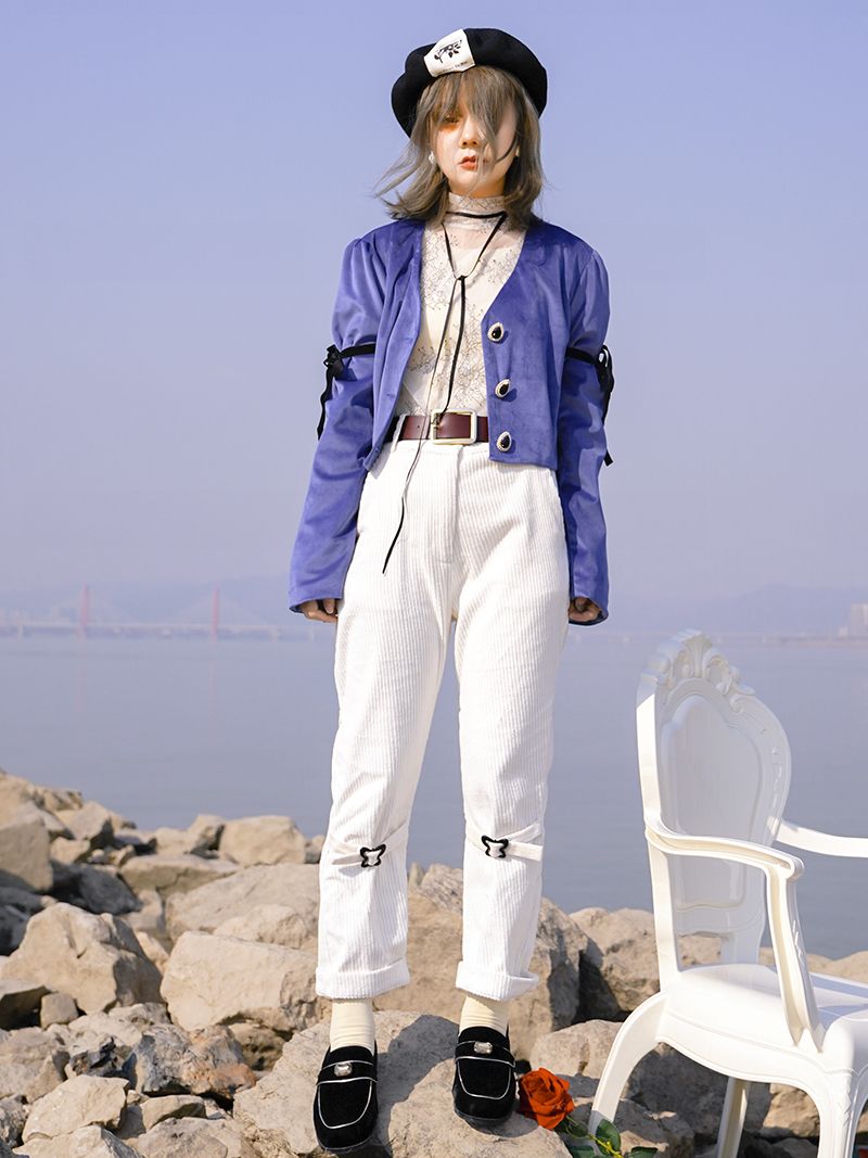 Corduroy Roll-up Belt Pants