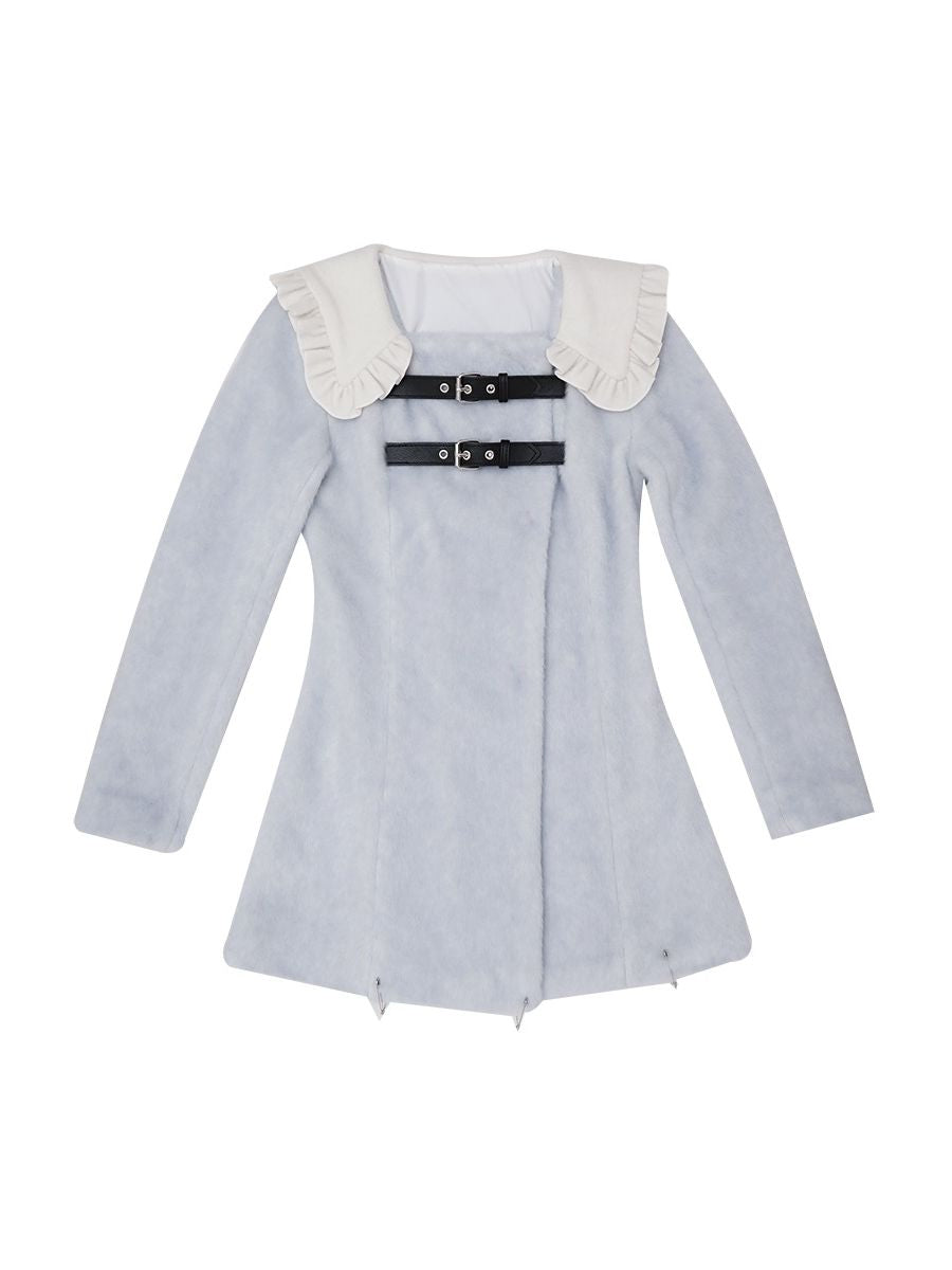 Girly Wool Frill Belt Coat