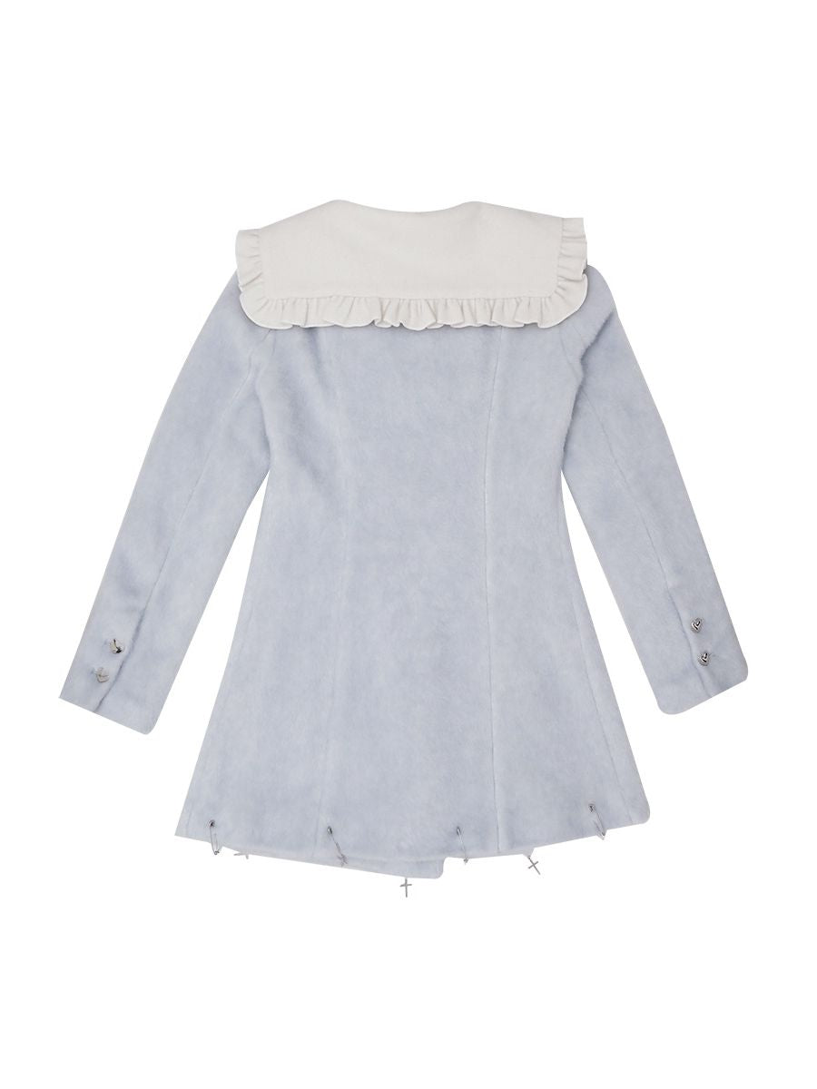 Girly Wool Frill Belt Coat