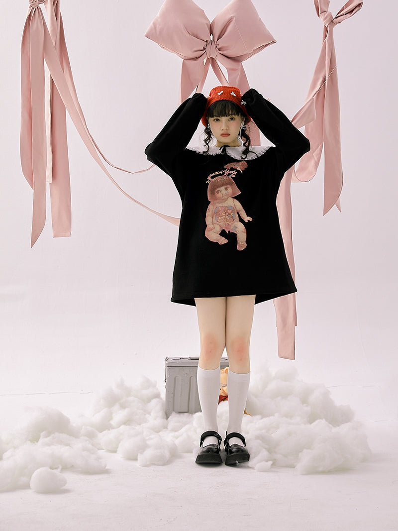 Lace Collar Baby Eerie Knit One-piece