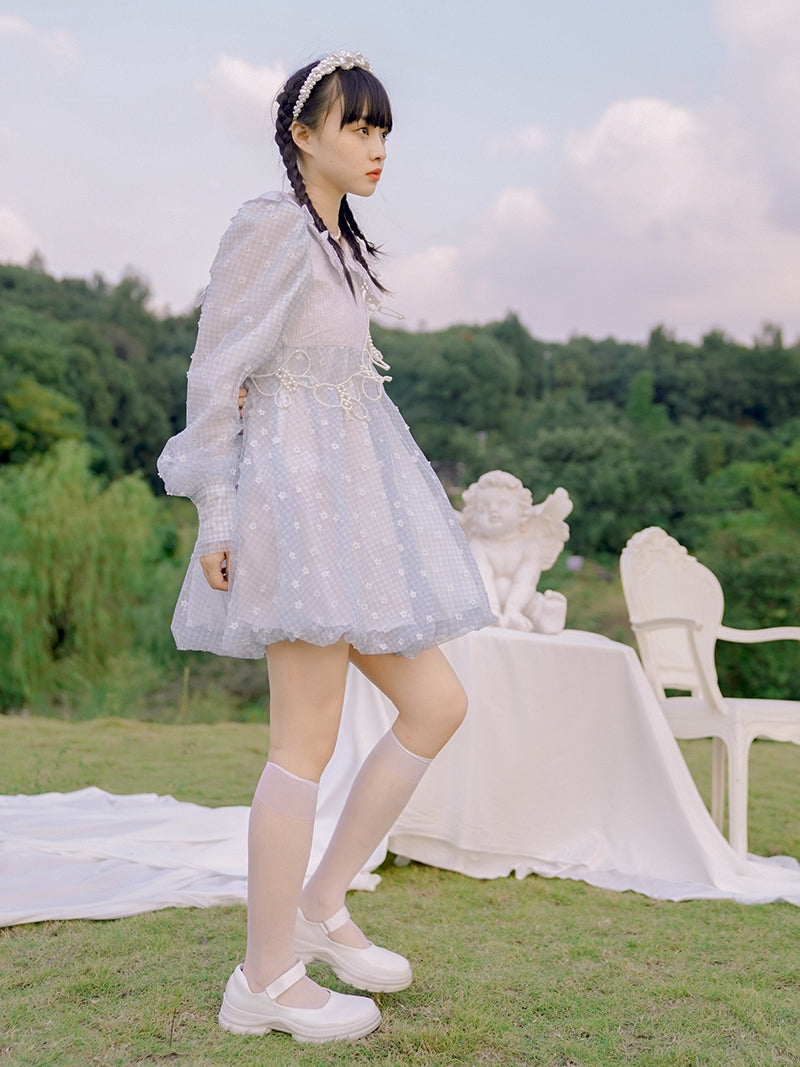 Balloon Lace Fril Cute Sailor One-piece