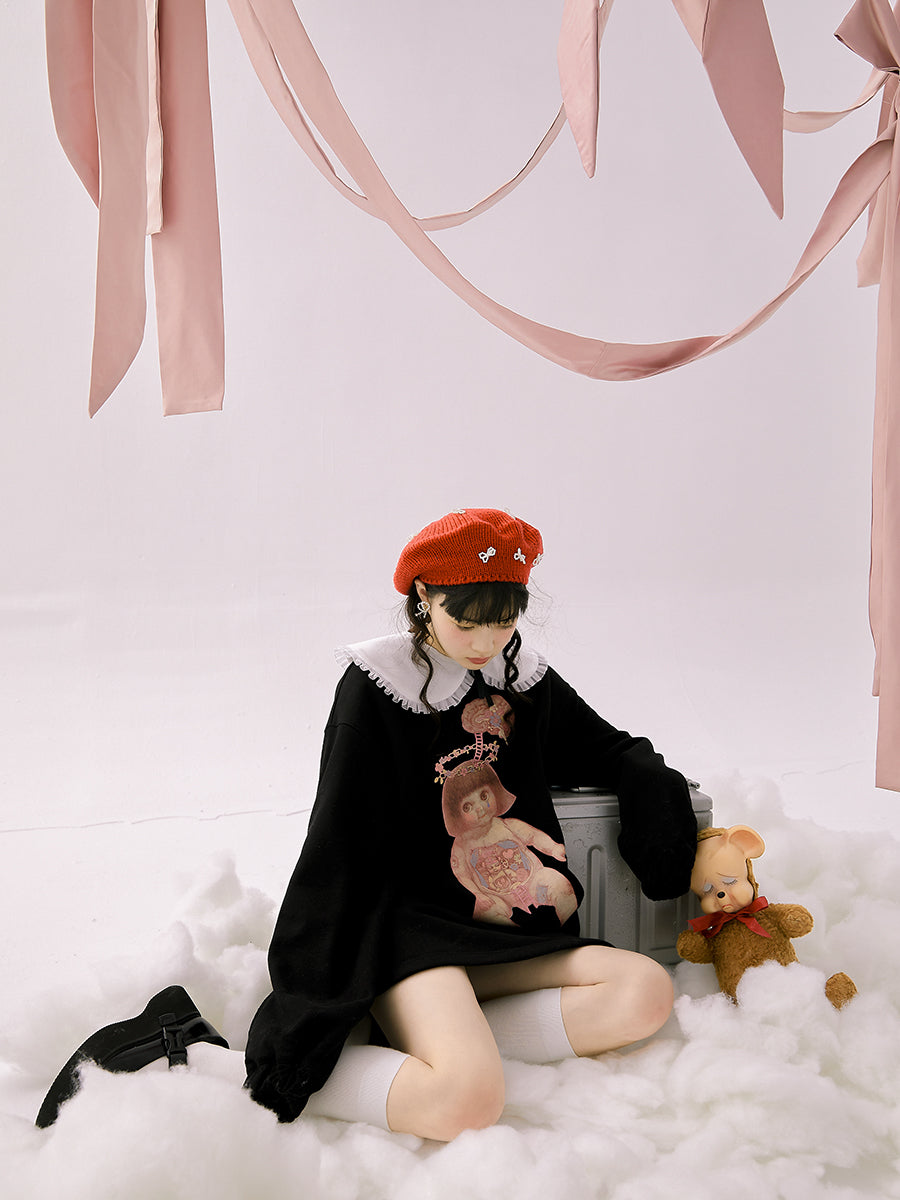 Lace Collar Baby Eerie Knit One-piece