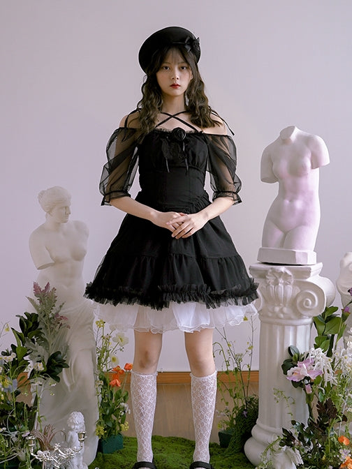 Sheer Fluffy Tull Gothic Lolita One-piece