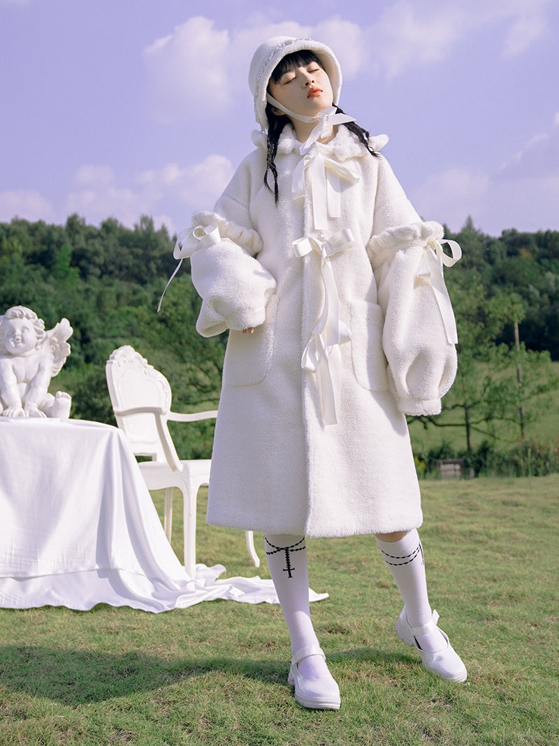Rabbit-ear Boa Cute Ribbon Coat