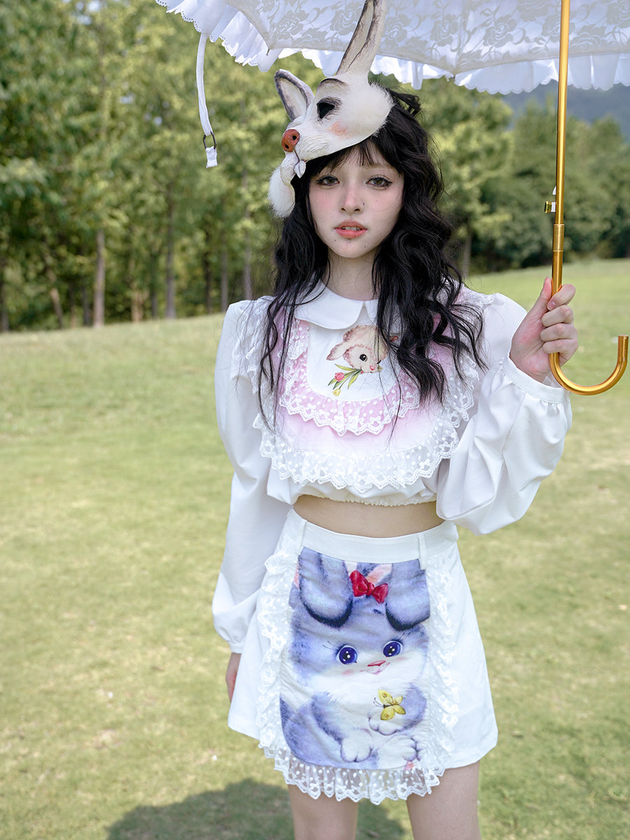 Lace Long-sleeved Short Shirt