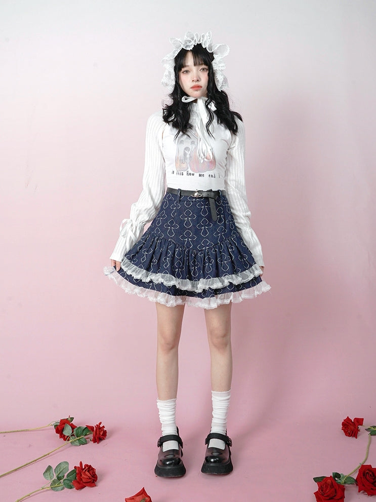 Jacquard Lace Puff Skirt