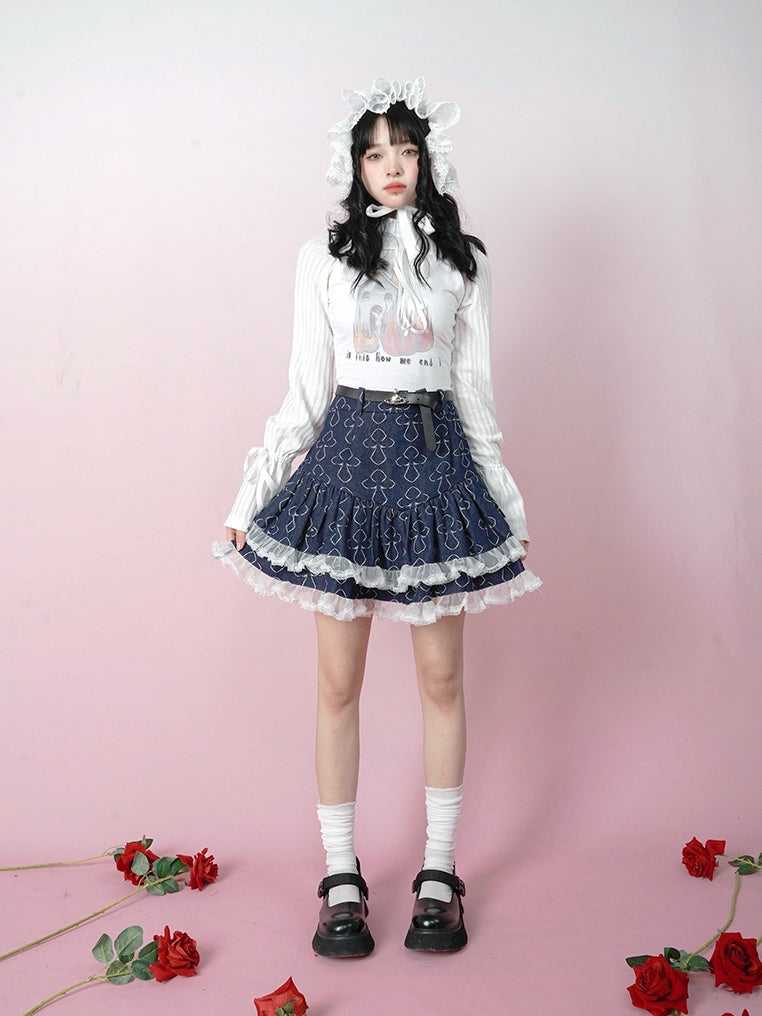 Bow Lace Knitted Sun Protection Short Top