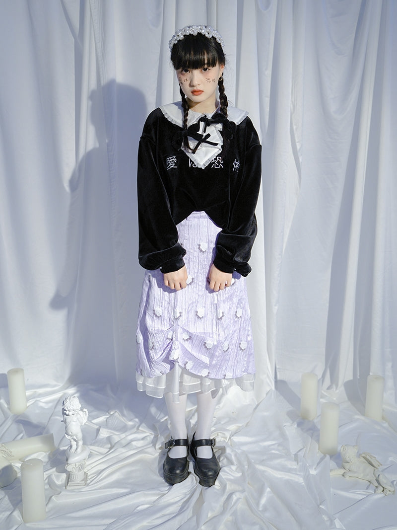 Velvet Gothic Lace Ribbon Pullover