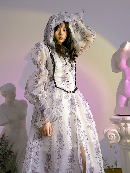 Hoodie Lace Pearl Gothic Sheer One-piece